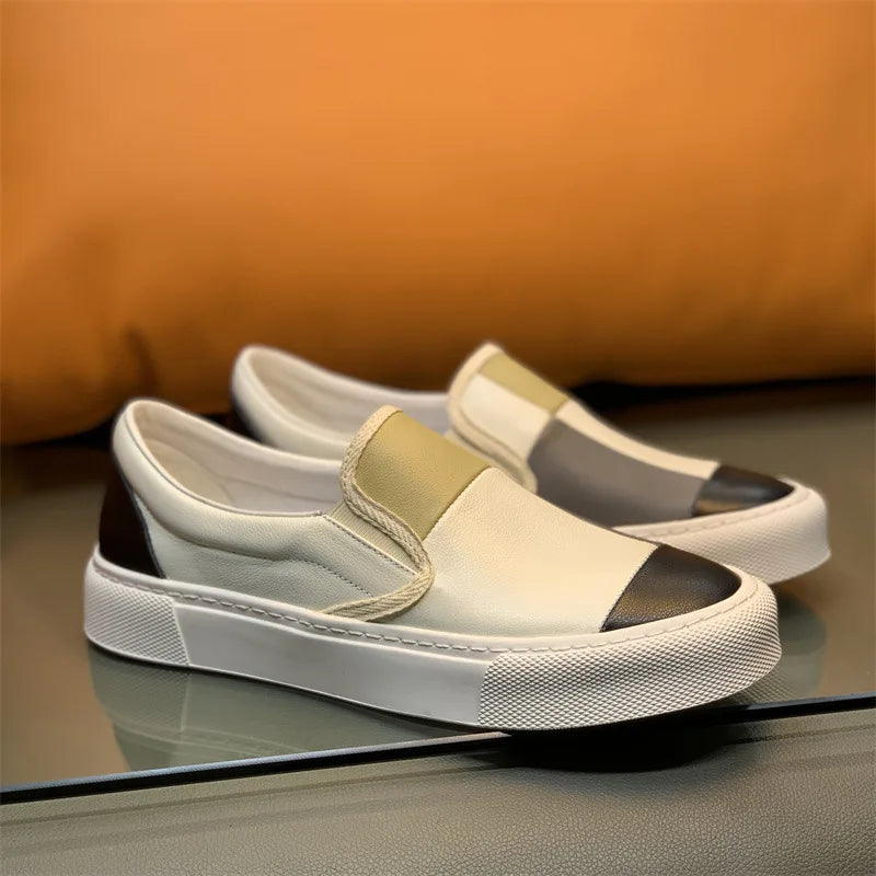 Mocassins plats en cuir véritable pour hommes, chaussures basses respirantes, design de nuit de documents, haute qualité, mode