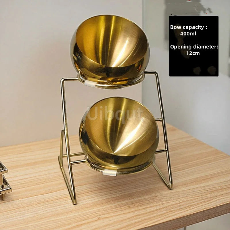 Support de bol doré pour Sauce à bouche Oblique en acier inoxydable, Pot chaud, panier d'assaisonnement pour Buffet, Pot plat, récipient, bol sphérique pour salade