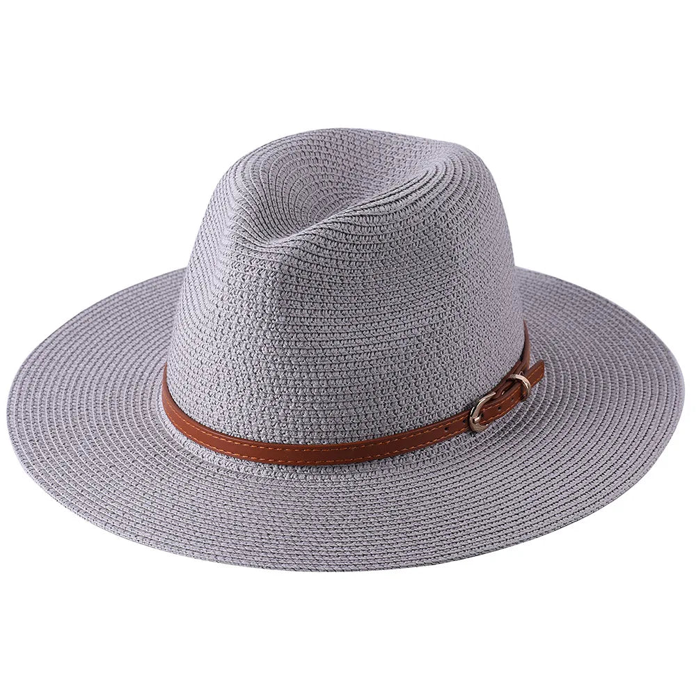 56-58-59-60CM nouveau chapeau de paille de forme souple Panama naturel été femmes/hommes casquette de soleil de plage à large bord Protection UV chapeau Fedora