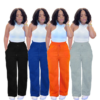 Pantalon femmes pantalons de survêtement pantalons longs cordon taille haute pantalon droit Y2k Streetwear épissure Capris décontracté survêtement 2025 Capris