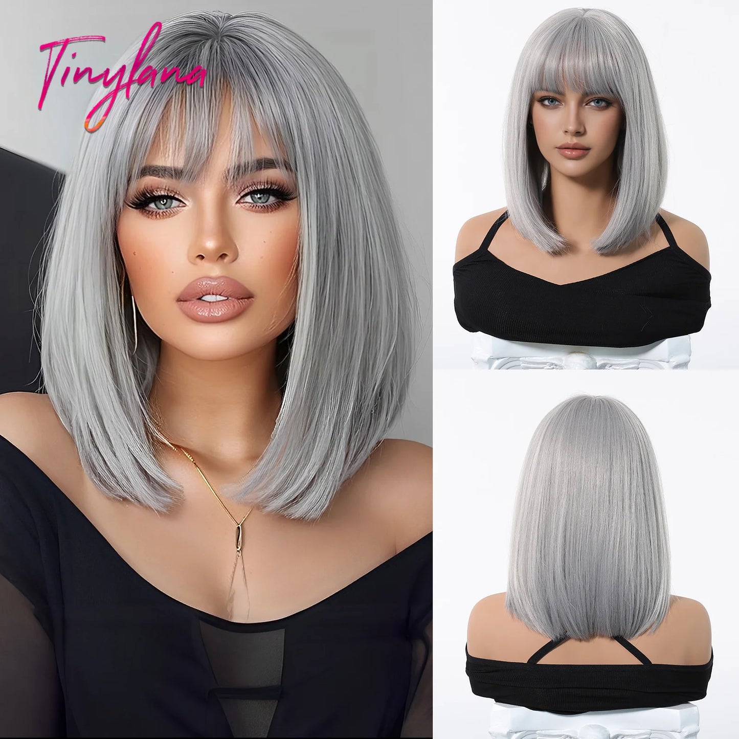 Perruques synthétiques blondes marron clair avec frange pour femmes, perruques Bob courtes droites quotidiennes, faux cheveux Cosplay Halloween résistantes à la chaleur