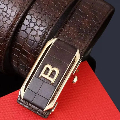 Ceinture en cuir pour hommes, décontractée, café noir, Design de luxe, marque tendance, boucle automatique, motif Crocodile