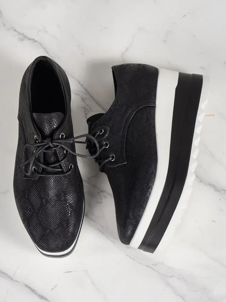 Chaussures à plateforme à talons compensés pour femmes, chaussures d'extérieur décontractées à lacets, baskets confortables à talons hauts, semelle optique de rencontre basse