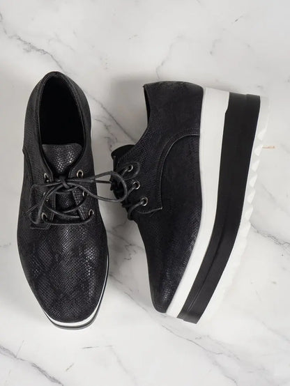 Chaussures à plateforme à talons compensés pour femmes, chaussures d'extérieur décontractées à lacets, baskets confortables à talons hauts, semelle optique de rencontre basse