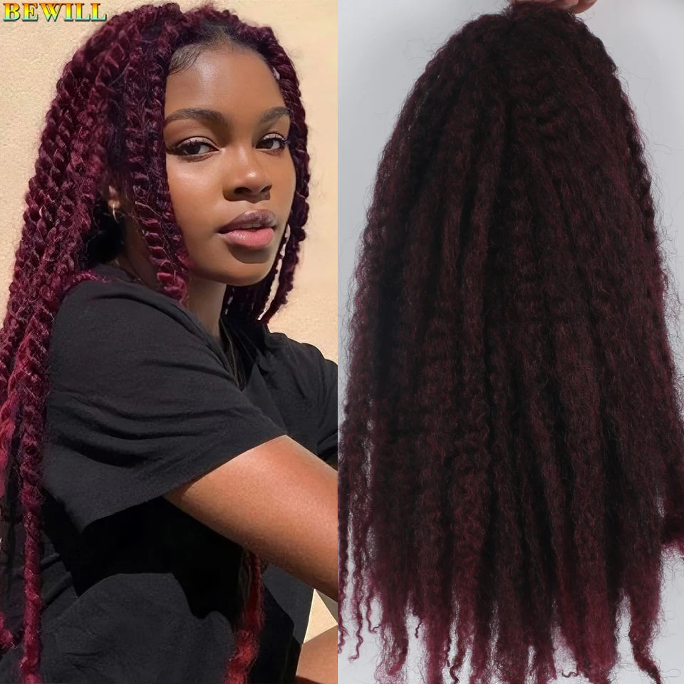 1 - 6 paquets de cheveux en crochet de twists Marley de 18 pouces, de noir et brun à blond, cheveux de tresse ombré Afro Marley synthétique, pour les tresses de mèches fausses