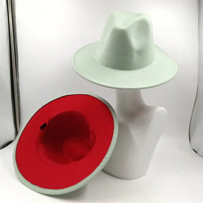 Chapeau Fedora à larges bords pour hommes et femmes, chapeau en feutre ander, chapeau d'église, laine douce, grande taille, DN, britannique, 60cm