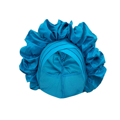 Nouveau bonnet Turban à volants pour femmes, couvre-chef en soie brute africaine, automne, Nigeria, Gele de mariage, bandeau de fête, couvre-chef pour dame