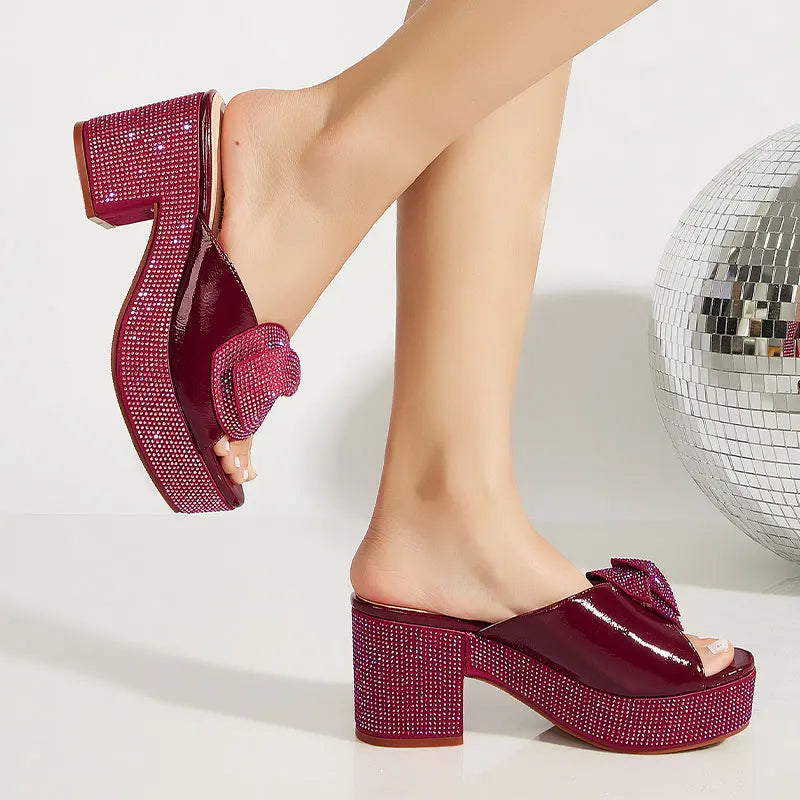 Chaussures d'été à talons hauts pour femmes, chaussures de luxe de styliste italien, bout rond, diamant brillant, élégantes, fête d'été, nouvelle mode