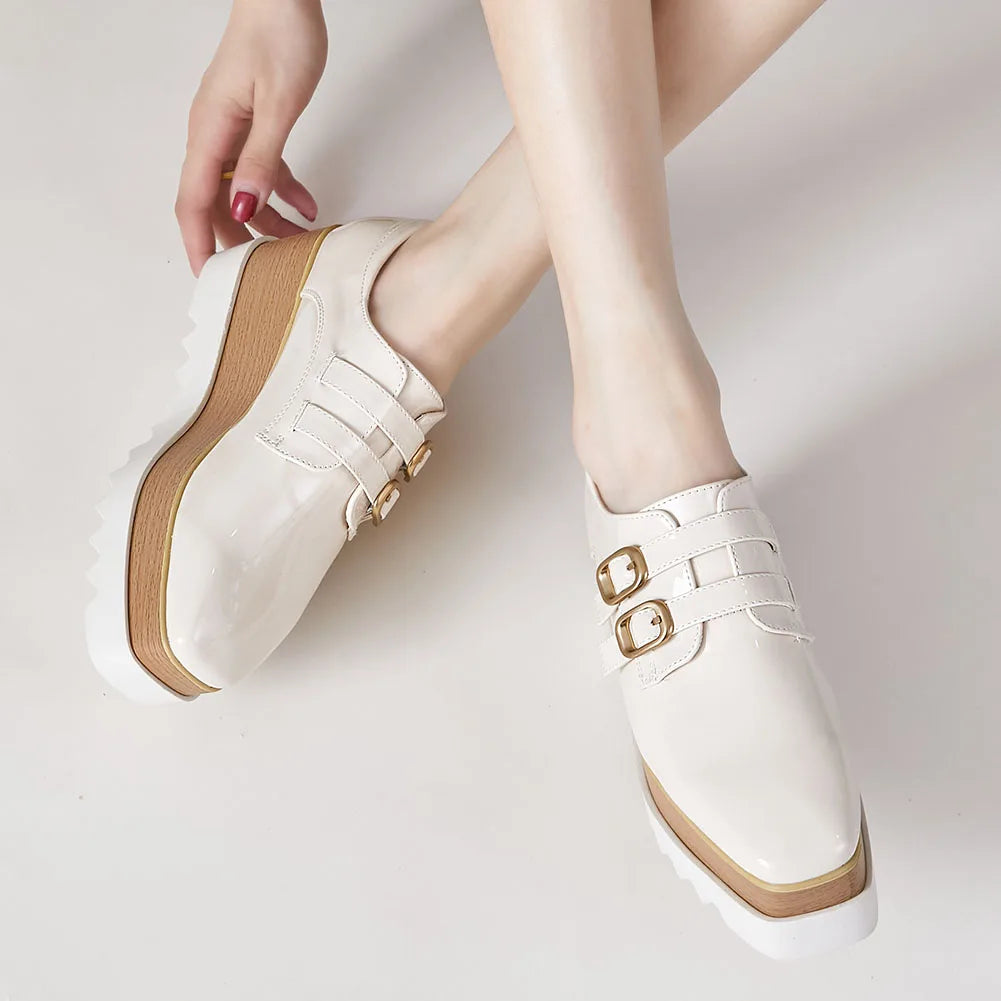 Plate-forme plate solide pour femmes, chaussures plates pour femmes, Parker carré, décontracté, printemps, automne, tout neuf, mode, strucgirls, loisirs