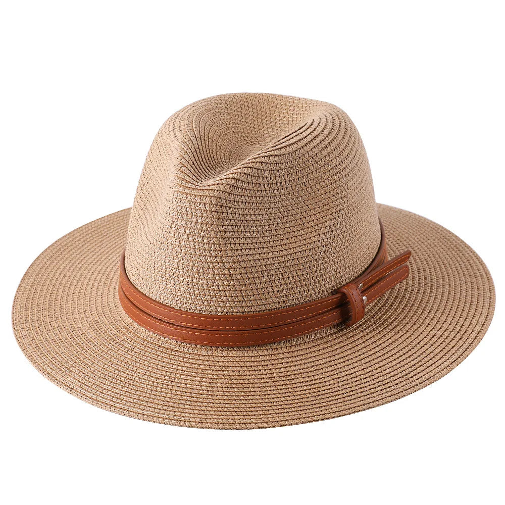 56-58-59-60CM nouveau chapeau de paille de forme souple Panama naturel été femmes/hommes casquette de soleil de plage à large bord Protection UV chapeau Fedora
