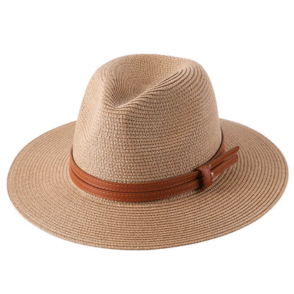 56-58-59-60CM nouveau chapeau de paille de forme souple Panama naturel été femmes/hommes casquette de soleil de plage à large bord Protection UV chapeau Fedora