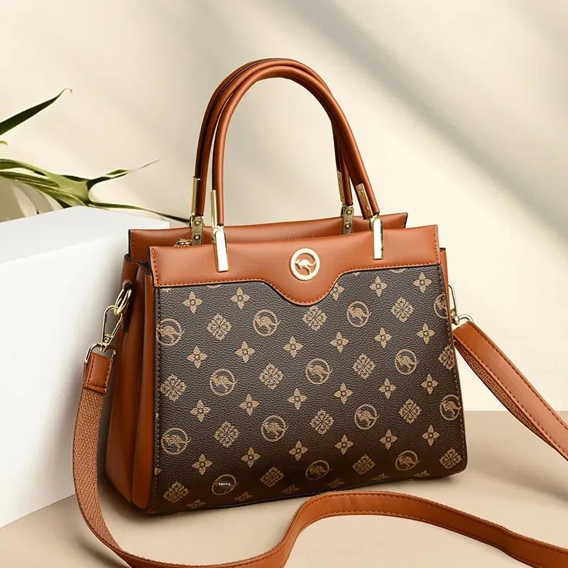 Sac fourre-tout rétro de grande capacité, sac à main imprimé couleur assortie Simple, cadeau pour maman, sac à bandoulière Simple, fermeture à glissière, autre matériau