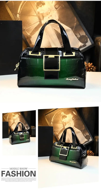 Sac à main multicouche en cuir souple pour femme, motif crocodile, coussin Boston, mères d'âge moyen, initié unique, nouveau, 2024