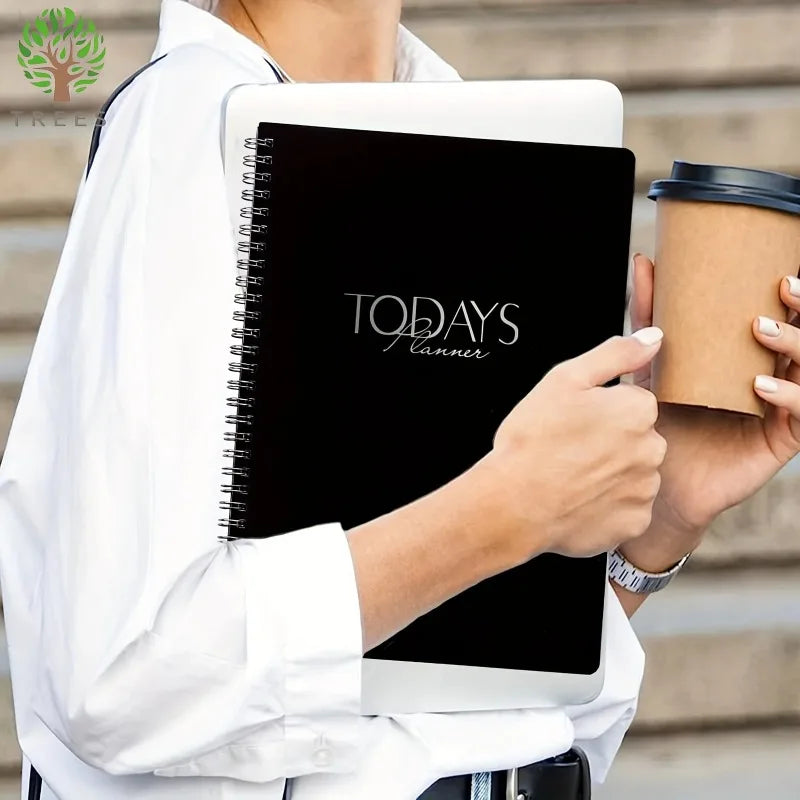 Carnet de notes hebdomadaire non daté de 7 jours avec calendrier horaire, plan de repas, traqueur de dépenses et traqueur d'admission d'eau