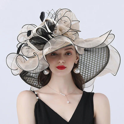 Chapeau pare-soleil décoratif avec fleurs en maille pour femmes, chapeau adulte, multicolore, en option, approvisionnement direct, Europe et États-Unis