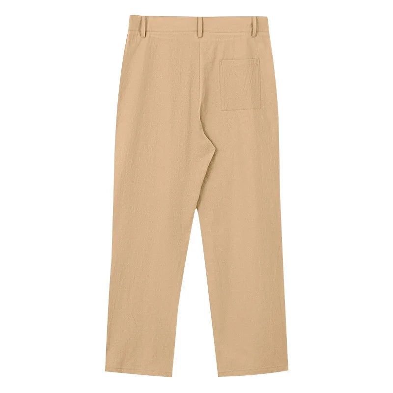 BERAKAH SUPRÊME – pantalon de costume décontracté en lin pour hommes, couleur unie, nouvelle mode, pantalon de plage à jambes larges, européen et américain