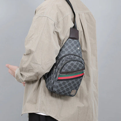 Sac messager multifonction pour hommes, sacs de poitrine en tissu à bandoulière, sac à main décontracté avec trou pour écouteurs