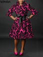 VONDA-Robe de Soirée Imprimée pour Femme, Tenue Éducative Bohème, Col Montant, Ceinture à Nministériels d, Décontractée, Élégante, Été, 2025