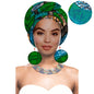 Turbans - bandeaux africains pour femme foulard africain couvre-chef nigérian avec boucle d'oreille assortie Dashiki Ankara cire S20H004