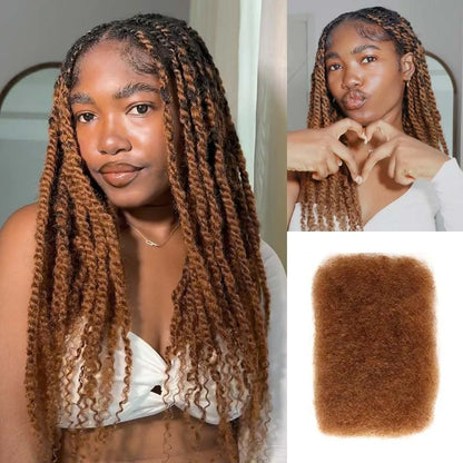 Extensions de cheveux humains afro crépus élégants en vrac noir naturel/marron/gris-léger pour tresser, coiffer et usage quotidien