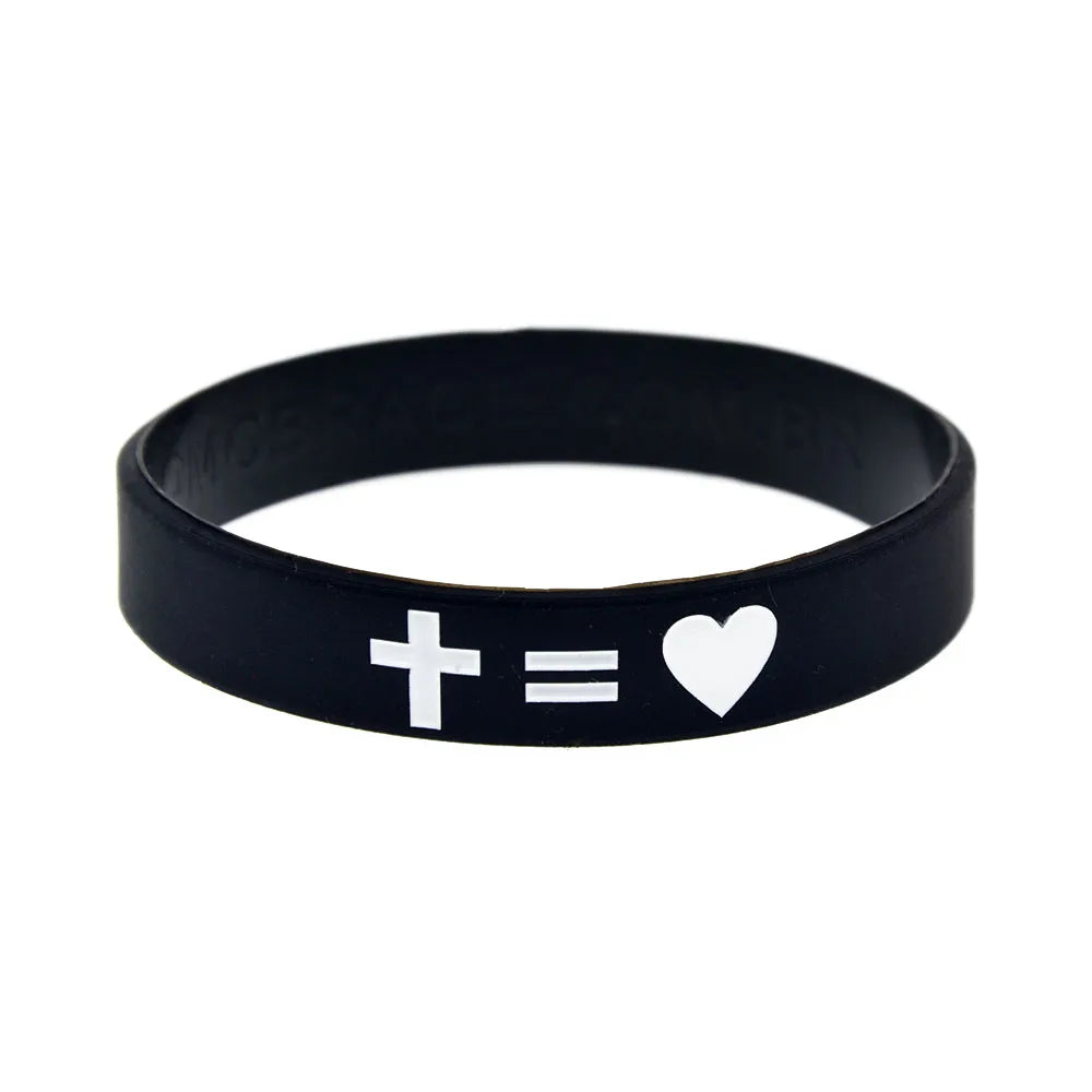 1 PC jésus croix juste et amour Bracelet en Silicone Style de mode femmes hommes Bracelet en caoutchouc bracelets chrétiens