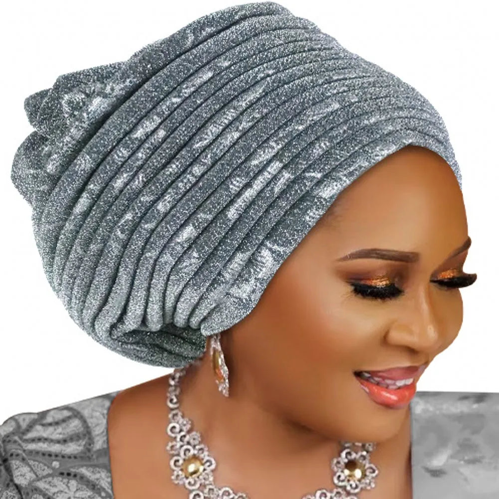 Turban Plissé pour Femme, Cravate de Sauna, ixde Mariage Africain, Nigeria, 2025