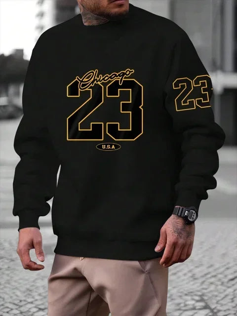 23 USA Art lettre Design homme vêtements Style de rue polaire sweats automne décontracté sweats à capuche à la mode col rond pulls