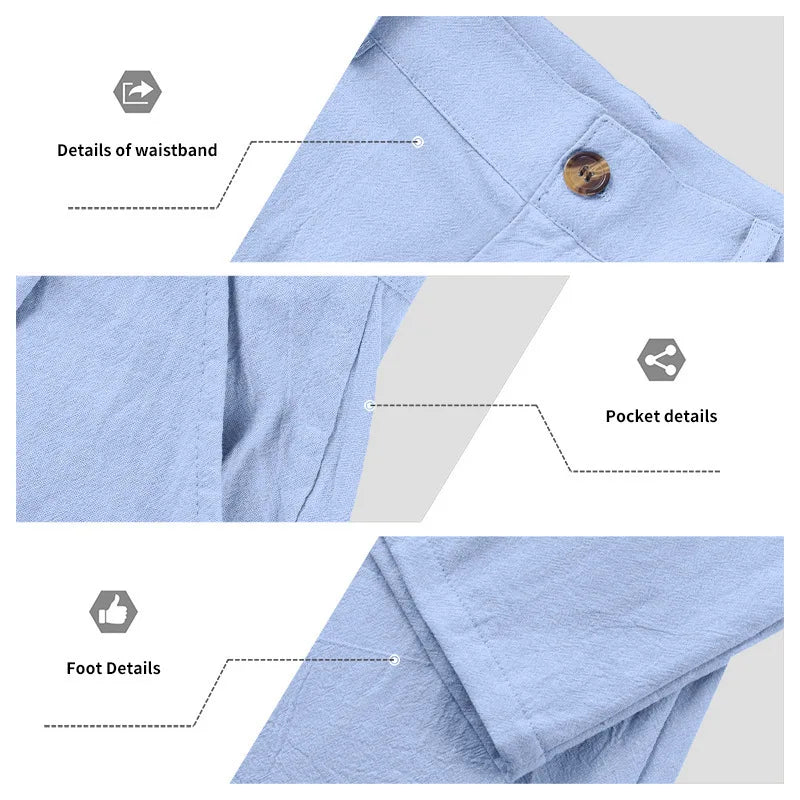 BERAKAH SUPRÊME – pantalon de costume décontracté en lin pour hommes, couleur unie, nouvelle mode, pantalon de plage à jambes larges, européen et américain