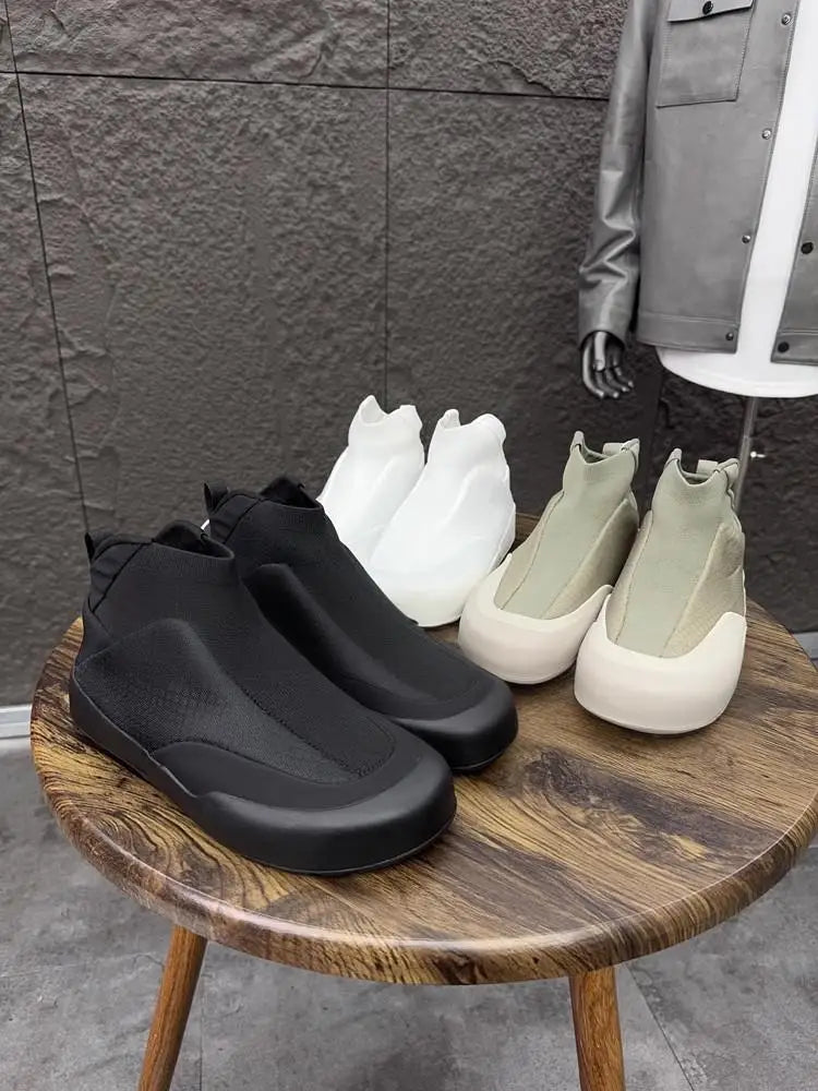 Hommes printemps mode extérieur chaussures de marche respirant confortable loisirs bout rond couleur unie sans lacet hommes chaussures en tissu décontracté