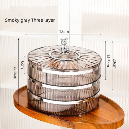 Boîte à snacks transparente multicouche, anti-poussière, acrylique, fruits secs, boîte de rangement pour bonbons et noix, salon moderne, conteneur solaire