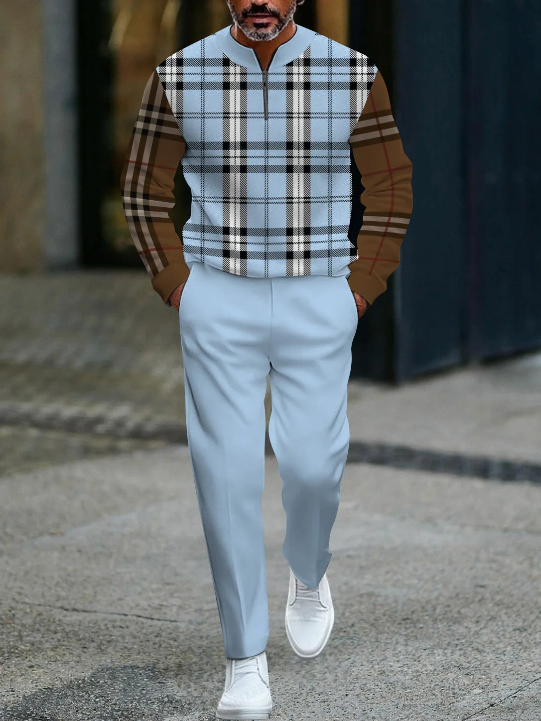 Ensemble pantalon Long à manches longues pour hommes, demi-fermeture éclair imprimée en 3D, fermeture à glissière, ajustement confortable, tenue décontractée à la mode, nouvelle collection 2025