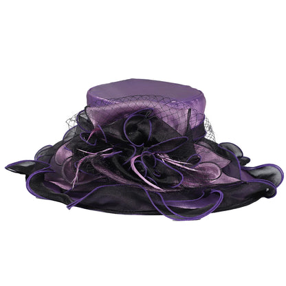 FS été bleu vert église Chapeau pour femmes élégant à large bord Organza Fascinator chapeaux mariage mariée Casquette avec fleur Chapeau Femme