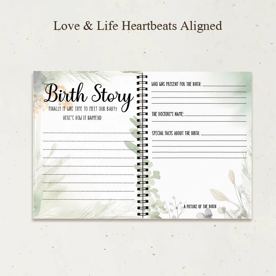 Ensemble Journal de grossesse : autocollants, traqueur hebdomadaire, livre de mémoire florale de style Ink (8,3 x 11,2", 32 pages) - Registre prénatale, nouvelle maman Gi