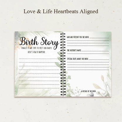 Ensemble Journal de grossesse : autocollants, traqueur hebdomadaire, livre de mémoire florale de style Ink (8,3 x 11,2", 32 pages) - Registre prénatale, nouvelle maman Gi