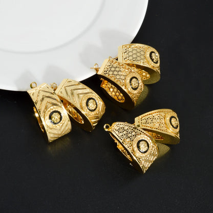 ZEADear – boucles d'oreilles ajourées couleur or 18 carats, en émail noir, gouttes d'huile, boucles d'oreilles, cadeaux de mariage du Nigeria et de l'afrique