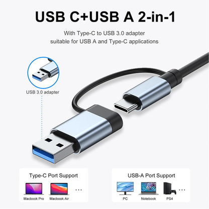 Hub USB C Hub USB 3.0, extension USB 7 en 1 en aluminium, répartiteur USB avec USB 3.0, 4 X USB 2.0 et 2 ports USB C Distributeur USB