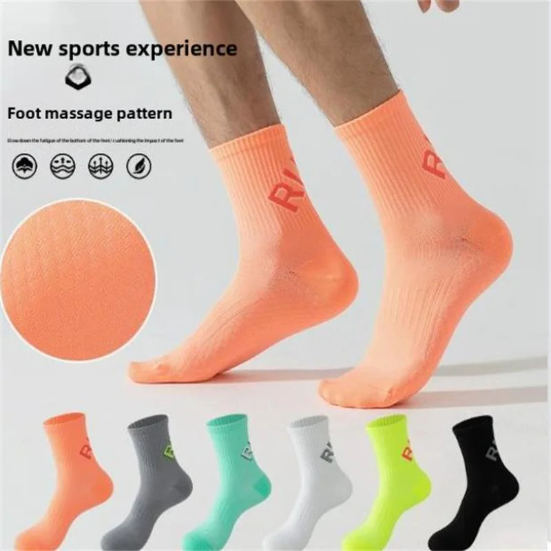 1 paire de chaussettes de course pour hommes et femmes, chaussettes de sport à fond de serviette à Tube court, Marathon bas, chaussettes de basket-ball de Fitness pour hommes