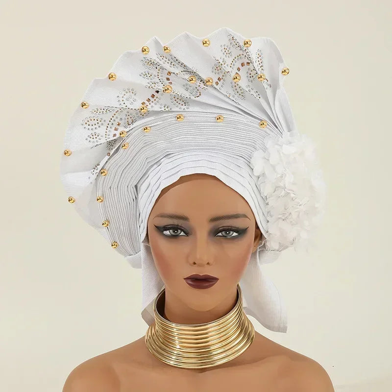 Turban africain nigérian, Bonnet Hijab Auto Gele, couvre-chef déjà fabriqué Sego Gele, bandeau pour fête de mariage