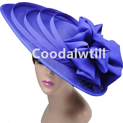 Noir grand Chapeau fascinateur femmes Royal Ascot casque fleur mode Chapeau Casquette pour église Kentucky Derby Chapeau Casquette bandeau