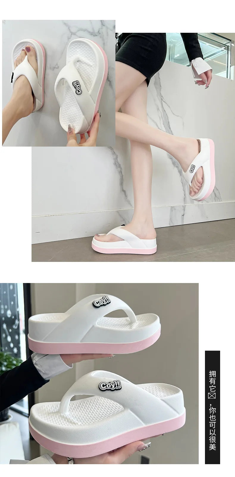 Tongs d'été antidérapantes pour femmes, hauteur 3cm, sandales d'été pour dames, pantoufles pour filles