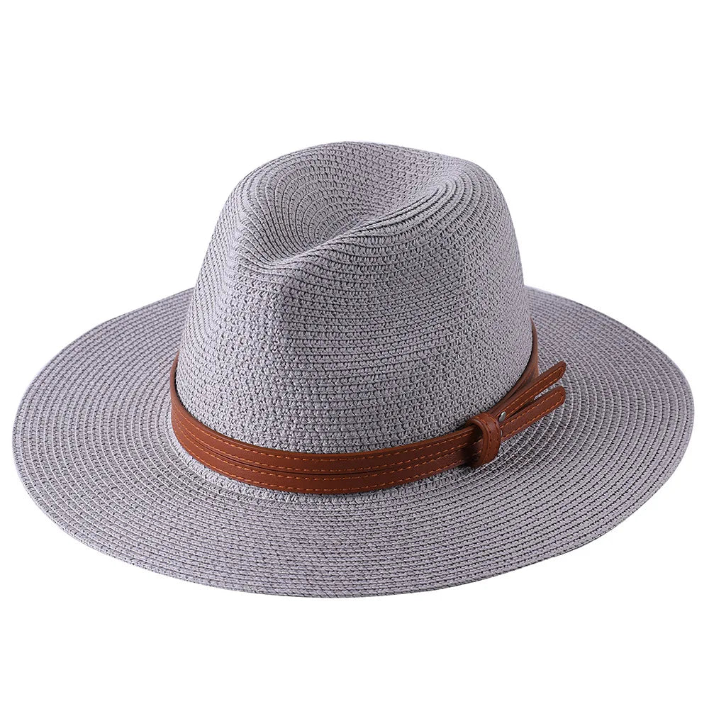 56-58-59-60CM nouveau chapeau de paille de forme souple Panama naturel été femmes/hommes casquette de soleil de plage à large bord Protection UV chapeau Fedora