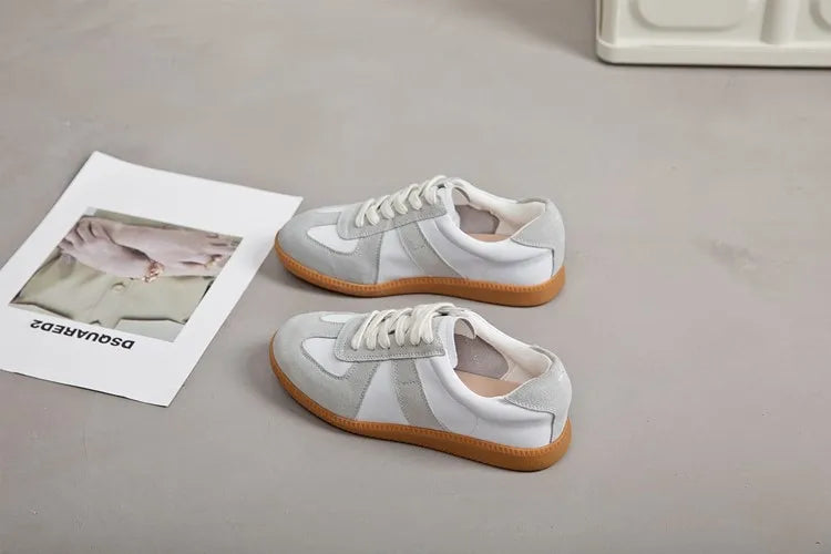 Baskets de Luxe en Cuir group pour Femme, Chaussures d'Entraînement Moral Décontractées, Plates, Nouvelle Collection Printemps 2024