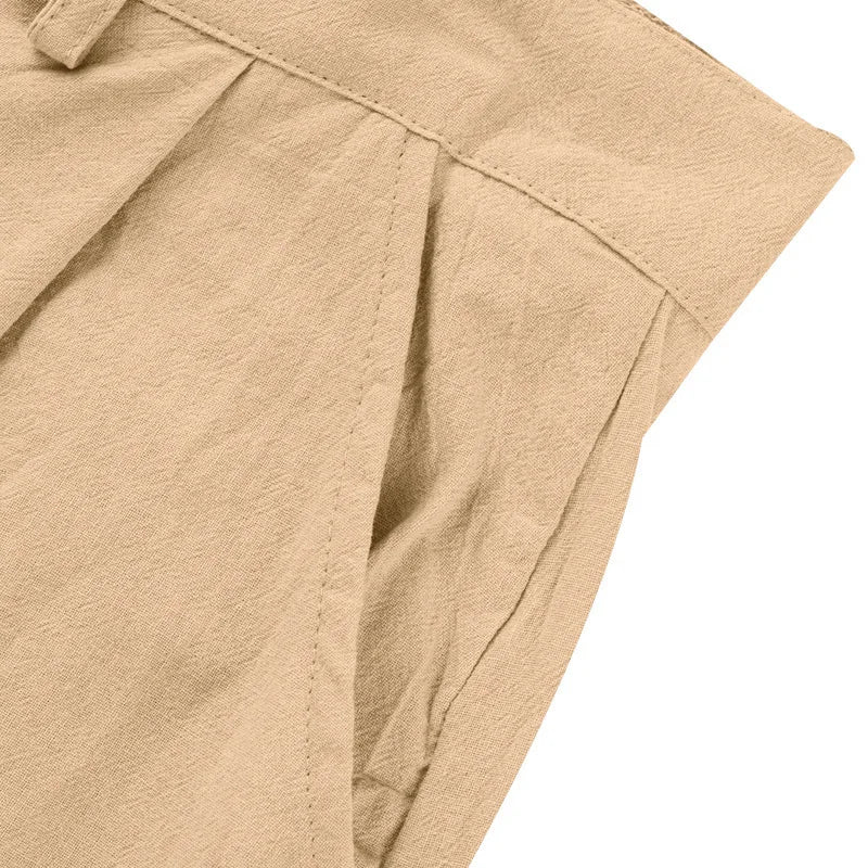 BERAKAH SUPRÊME – pantalon de costume décontracté en lin pour hommes, couleur unie, nouvelle mode, pantalon de plage à jambes larges, européen et américain