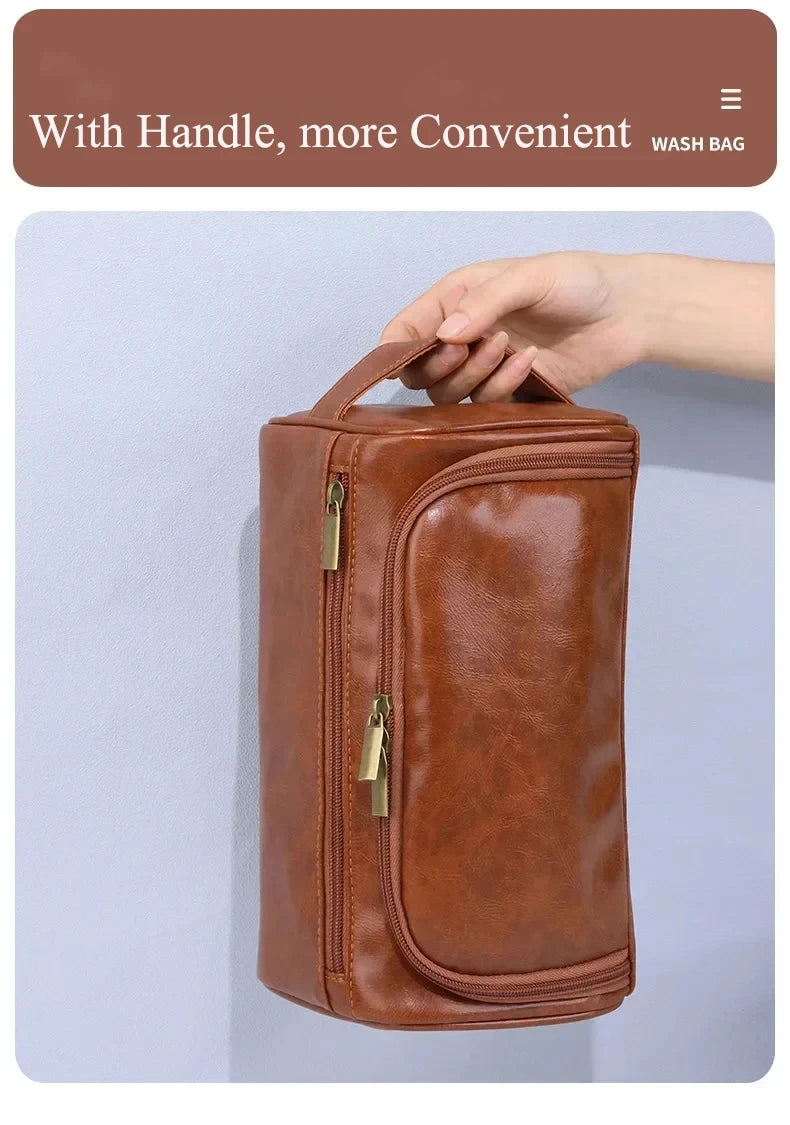 Trousse de toilette en cuir pour hommes et femmes, Kit Dopp, trousse de toilette suspendue pour hommes, trousse de toilette de voyage pour voyager, grand sac à cosmétiques pour T