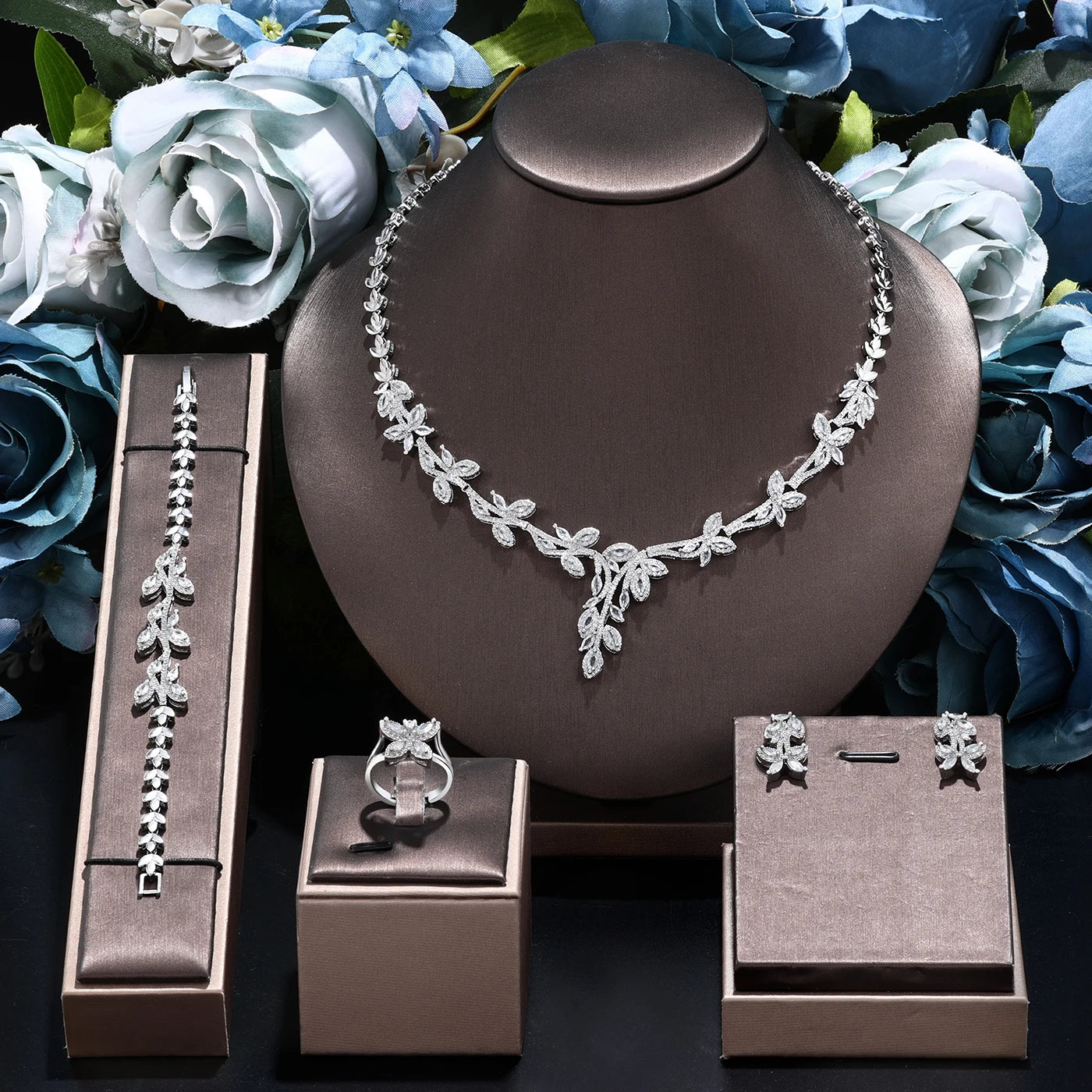Ensemble de bijoux de mariage avec pendentif exquis, dubaï, pour fête de mariage, ensemble d'accessoires de 4 pièces, nouvelle collection 2024