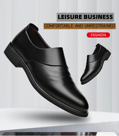 Chaussures plates en cuir véritable pour hommes, rehaussantes de 6CM, chaussures d'affaires formelles en cuir, chaussures de mariage décontractées britanniques, nouvelle collection