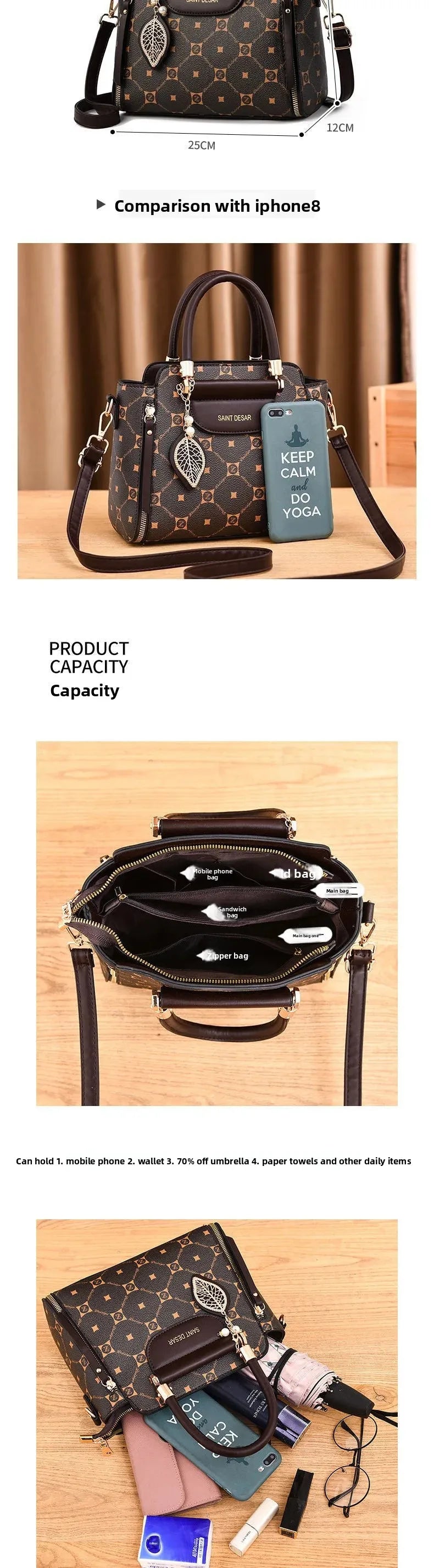 Sac à main à la mode de grande capacité pour femmes, petit sac à bandoulière pour dames et mères d'âge moyen