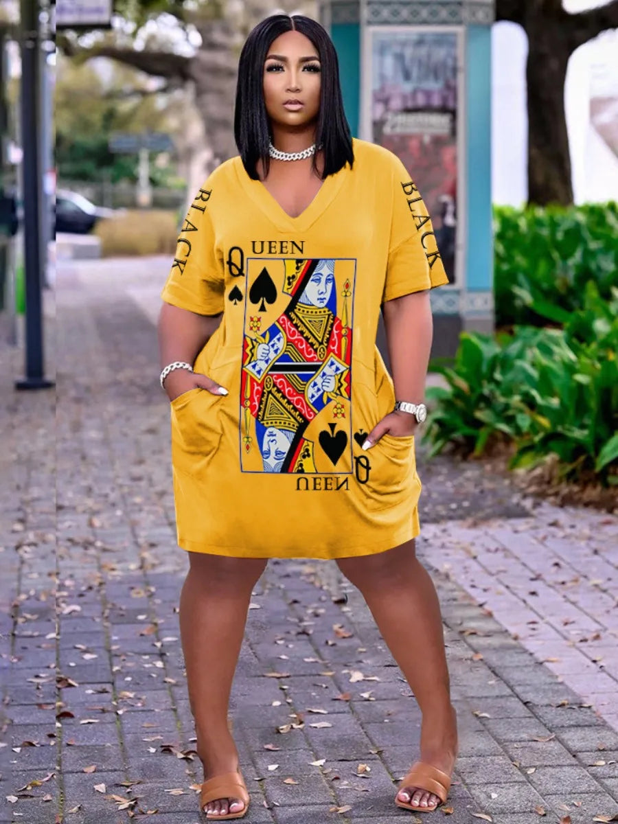 Robe d'été ample à manches courtes pour femmes, grande taille