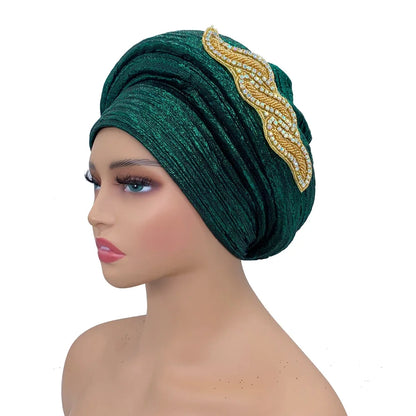 Turban Africain à la Mode pour Femme, Couvre-Chef, Équipement de Sauna, Mariage Nigérian