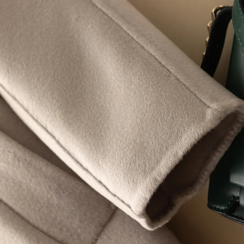 Manteau en laine Double face pour femme, épais, mi-long, col de costume, coupe ample, couleur Pure, polyvalent, nouveau Style automne hiver